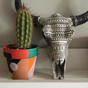 Tiny 3 inch hand painted pot | Terra Cotta